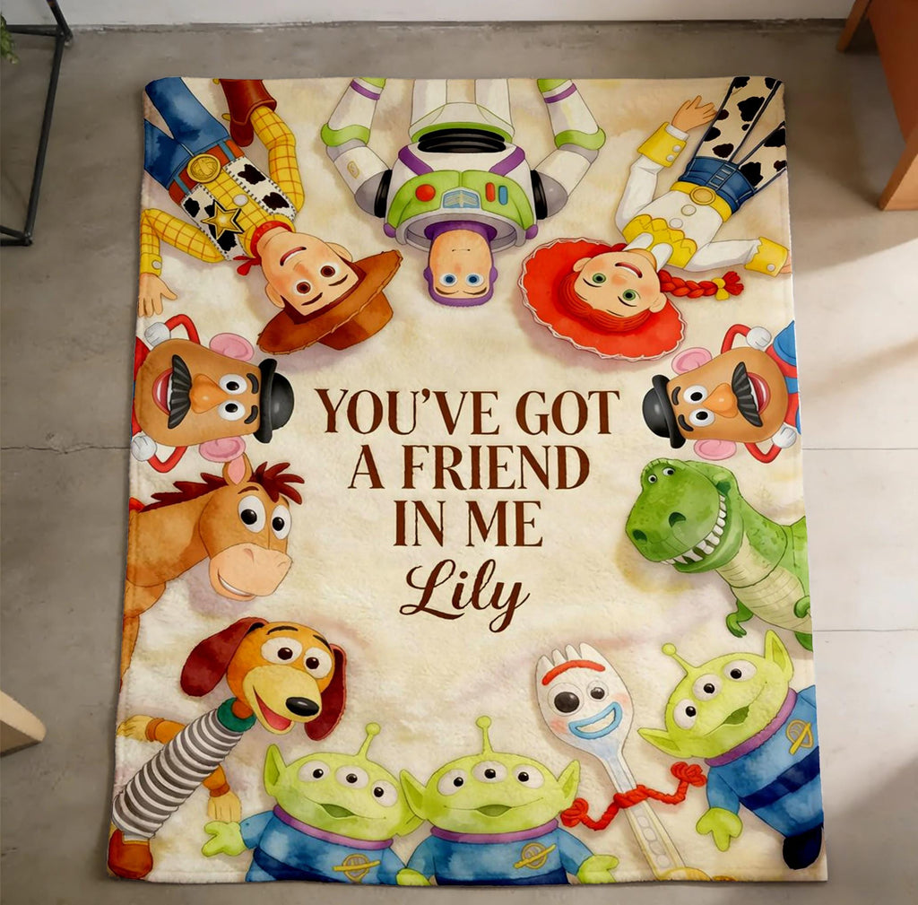 Custom Name Toy Story You've Got A Friend In Me Throw Blanket, Kids Birthday Gift