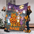 Custom Winnie the Pooh Halloween Blanket, Personalized Spooky Pumpkin Fleece Throw, Cute Ghost Autumn Decor, Trick or Treat Gift, Kids Gift