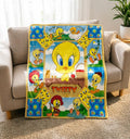 Personalized Tweety Bird Blanket Soft Throw, Custom Name Kids Cozy Throw