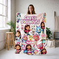 Gabby's Dollhouse 3D Character Blanket, Custom Name Pandy Paws Throw, Kids Cartoon Bedding, Girls Birthday Gift
