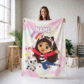Gabby and Pandy Paws Jumping Blanket, Pastel Rainbow Tie Dye Throw, Kids Cartoon Bedding, Dollhouse Fan Gift