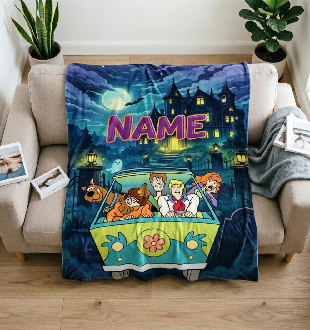 Personalized Scooby Doo Blanket Soft Throw, Custom Name Fan Gift