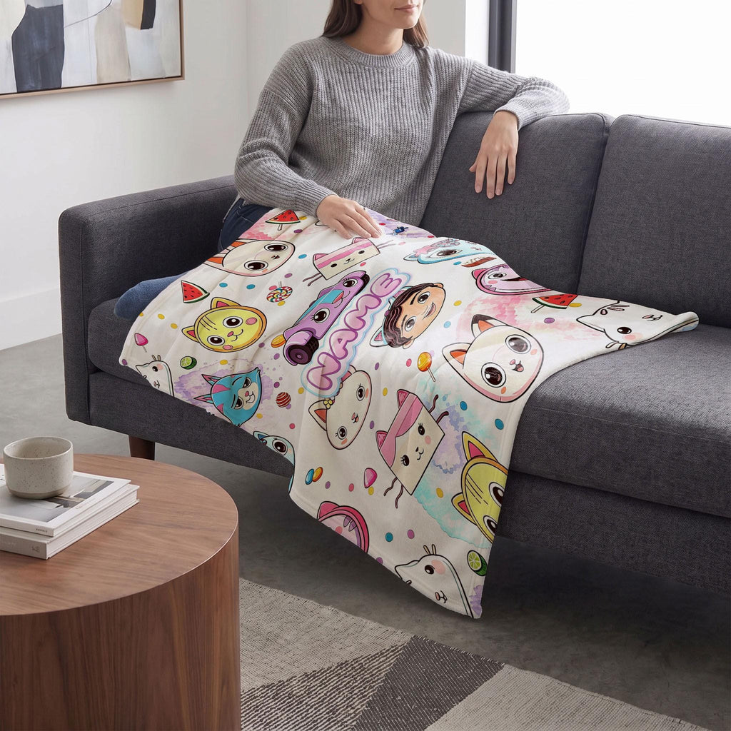 Gabby's Faces Blanket, Watermelon Candy Custom Throw, Kids Dollhouse Bedding, Girls Summer Gift