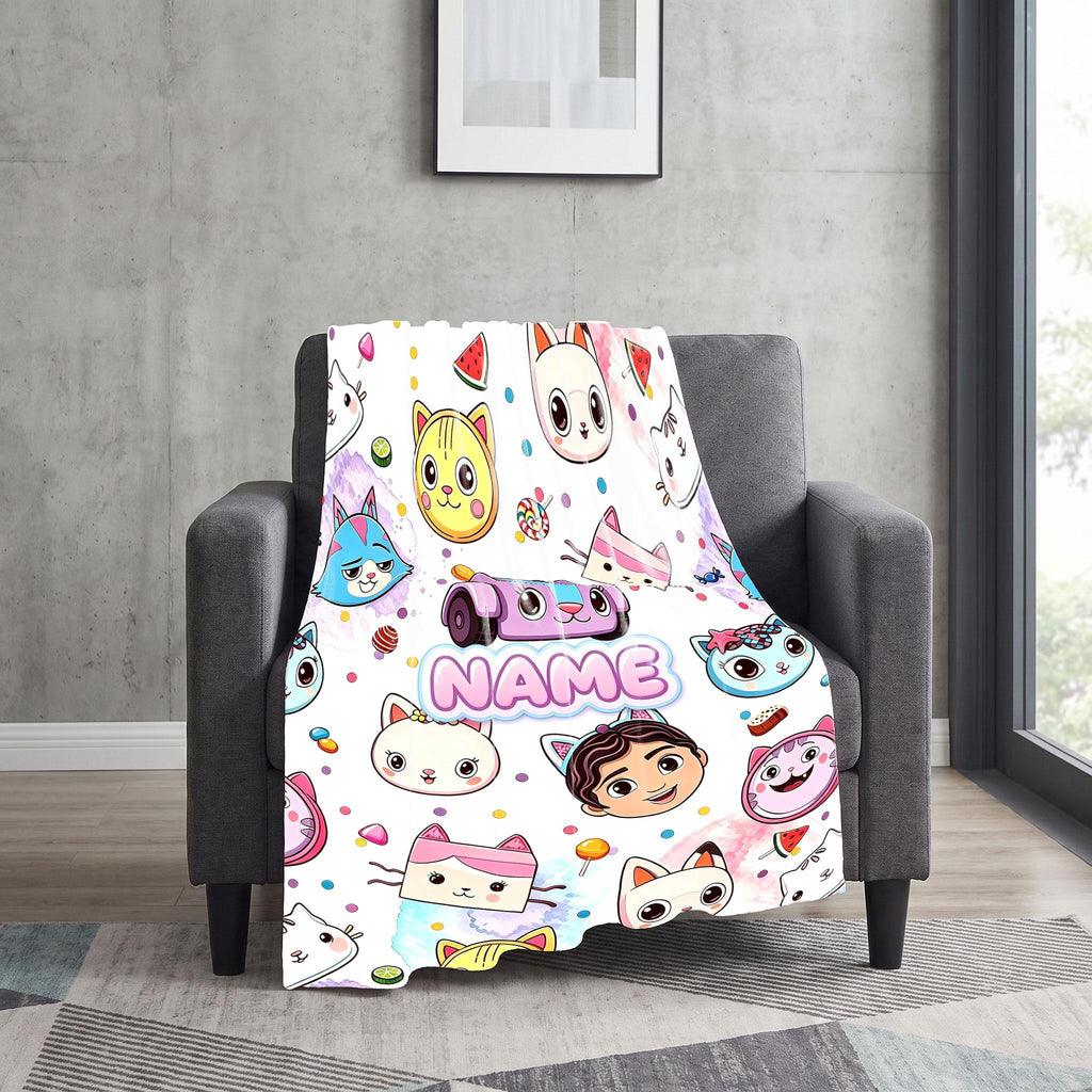 Gabby's Faces Blanket, Watermelon Candy Custom Throw, Kids Dollhouse Bedding, Girls Summer Gift