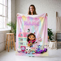 Gabby's Dollhouse Guitar Blanket, Pastel Rainbow Waves Throw, Kids Cartoon Bedding, Girls Music Gift