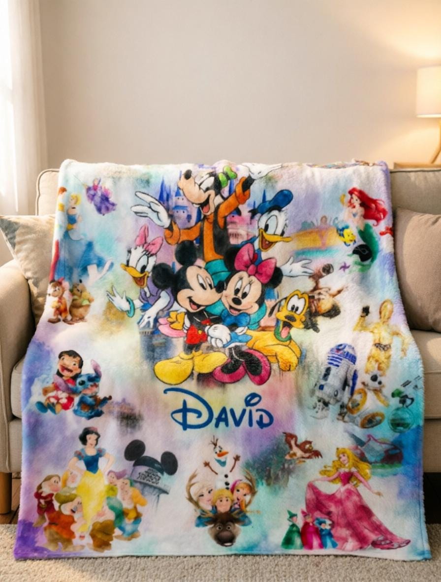 Personalized Mickey Crew Blanket Soft Throw, Mixed Cartoon Throw