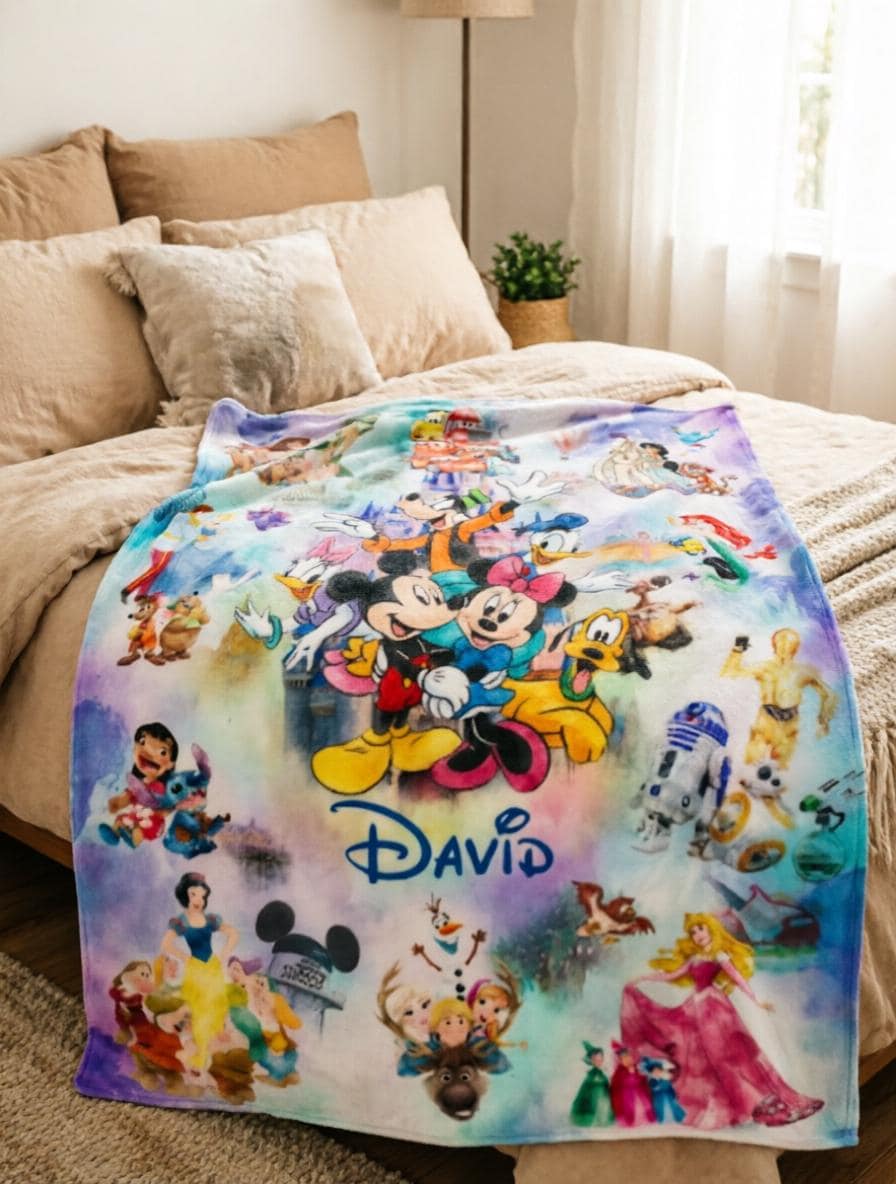Personalized Mickey Crew Blanket Soft Throw, Mixed Cartoon Throw