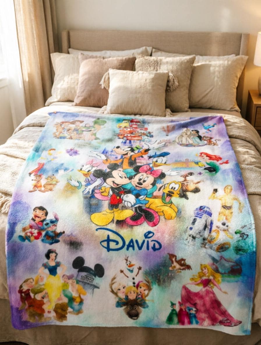 Personalized Mickey Crew Blanket Soft Throw, Mixed Cartoon Throw
