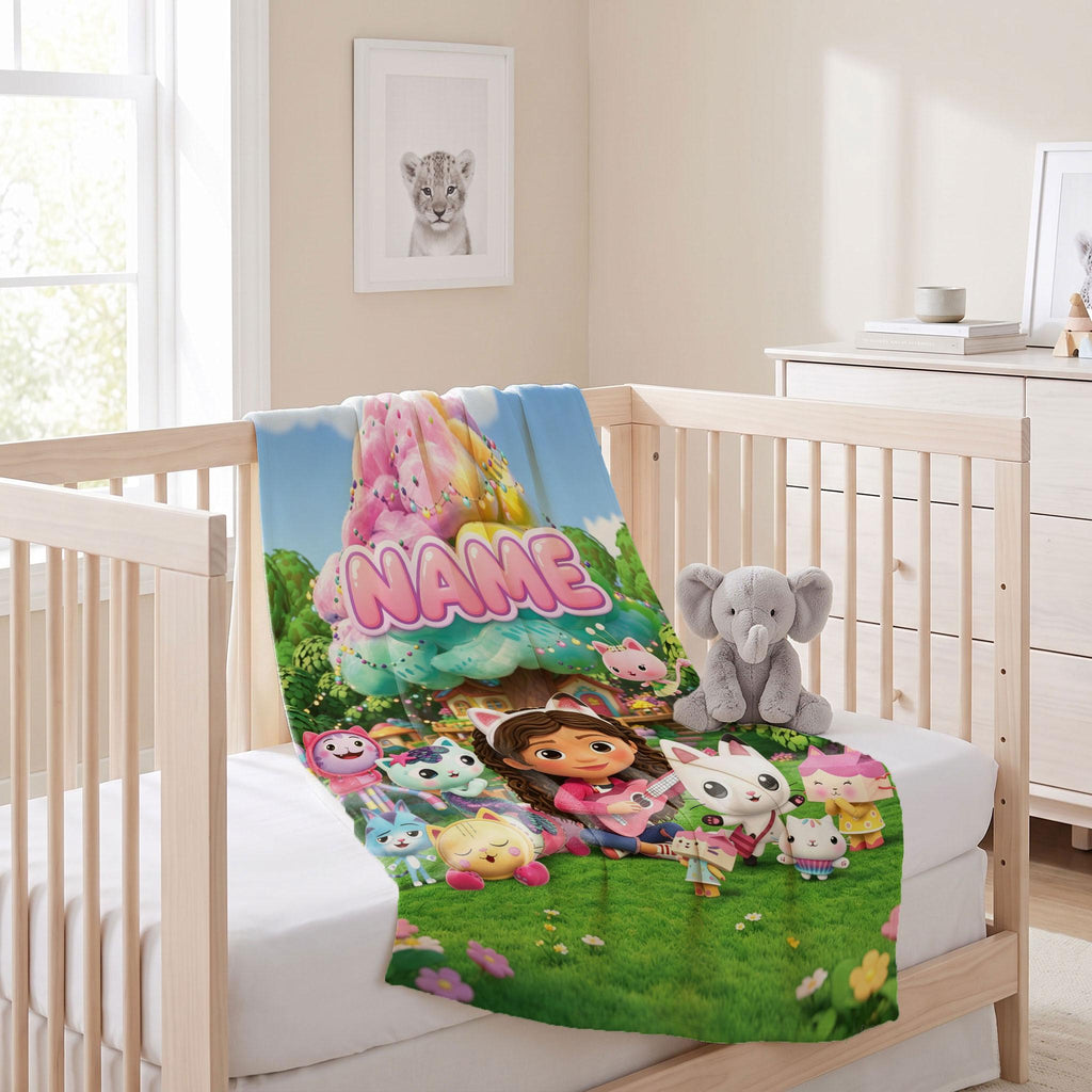 Gabby's Magic Tree Blanket, 3D Dollhouse Meadow Throw, Kids Cartoon Bedding, Girls Dreamy Room Gift