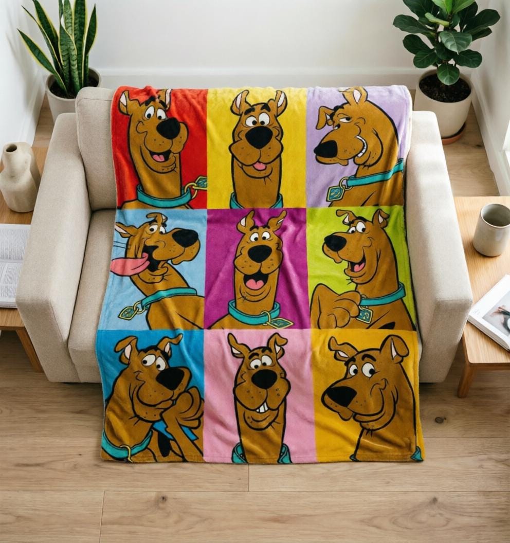 Scooby Doo Blanket Soft Throw, Retro Cartoon Mystery Gang Themed Throw Blanket, Ideal Gift For Scooby Doo Fans Kids And Adults
