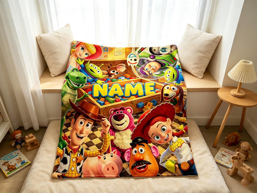 Toy Story Themed Flannel Throw, Home Lounge Blanket, Sweet Gift For Close Friends