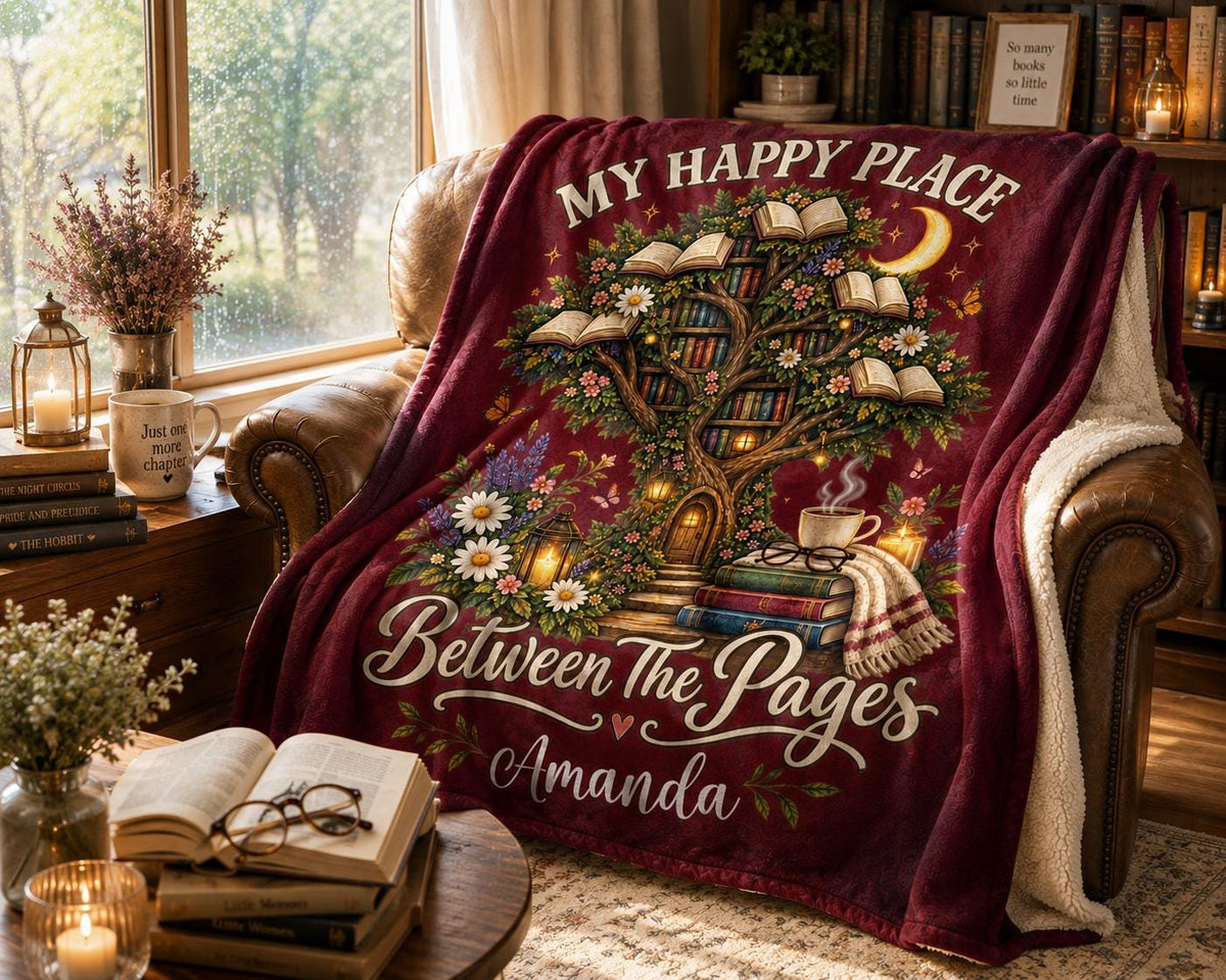 Personalized Book Lover Blanket, Custom Reading Blanket, Bookish Gift for Women, Cozy Reader Throw, Bookworm Blanket