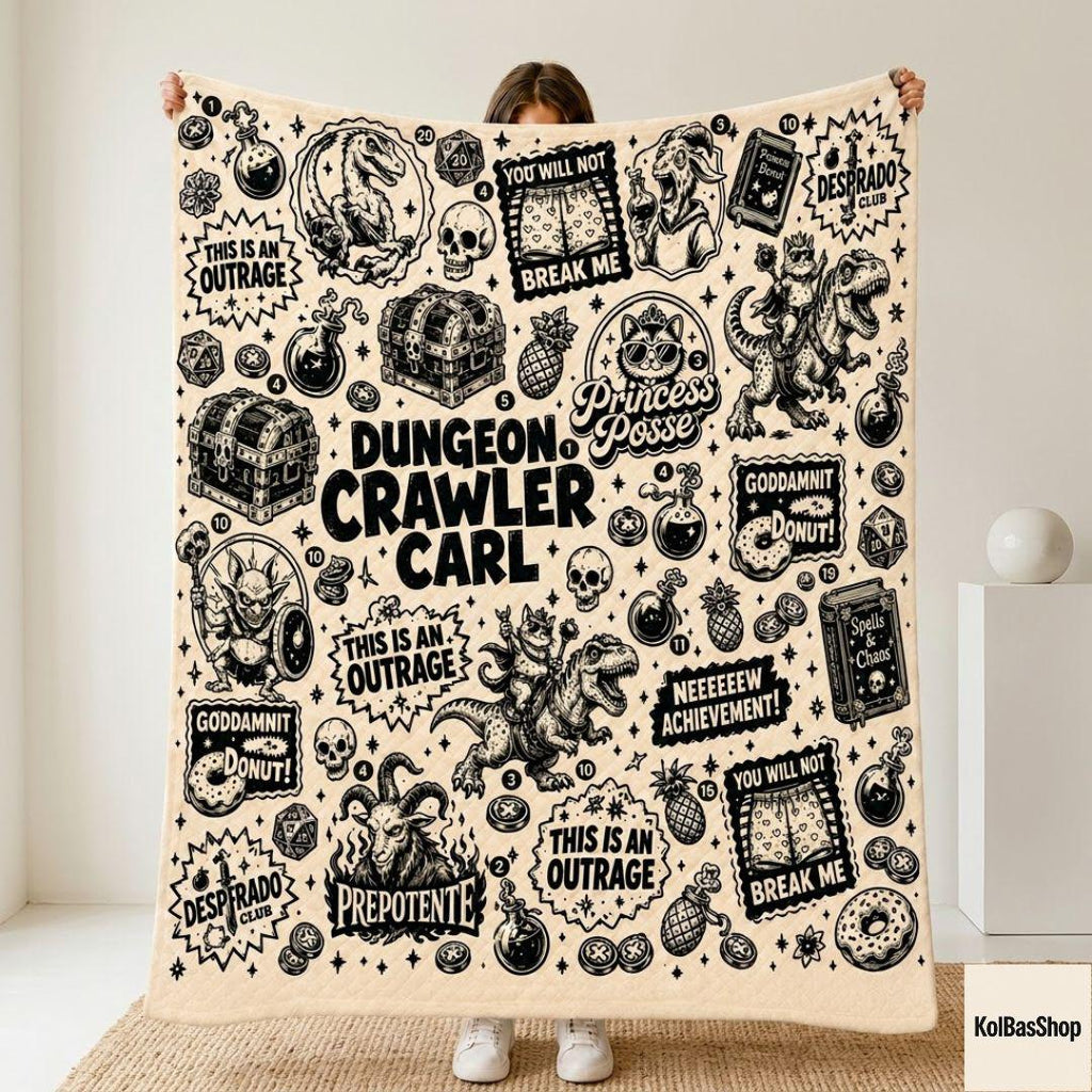 Dungeon Crawler Carl Blanket, LitRPG Fantasy Throw, Book Lover Gift, Gamer Blanket, Funny Fantasy Reader Decor, Cozy Novelty Throw