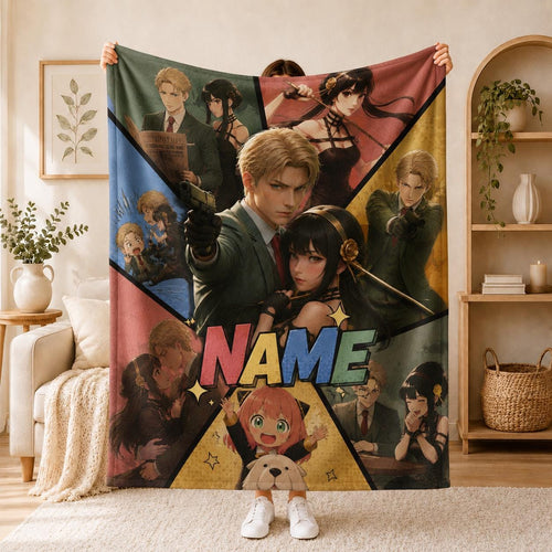 Anime Family Agent Fans Blanket Soft Throw Custom Name Manga Style Couch Throw