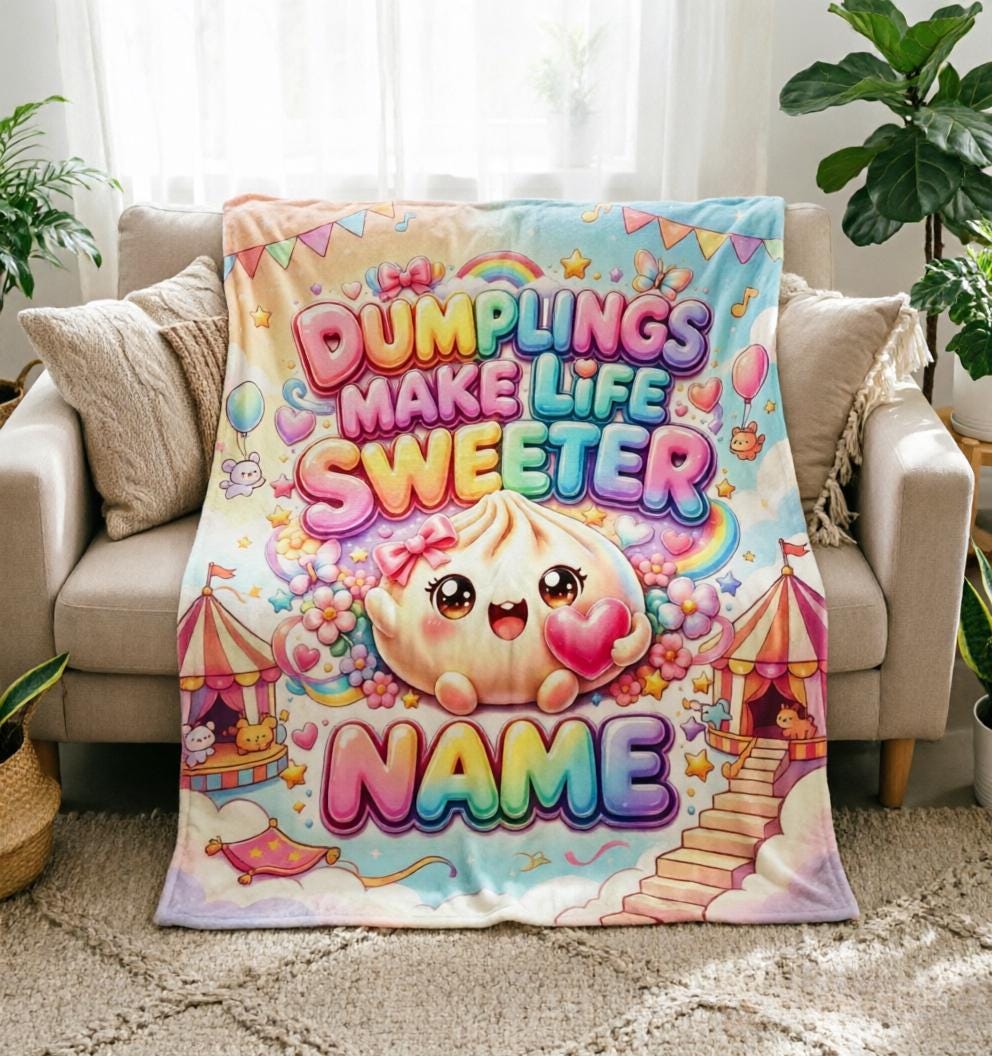 Birthday Surprise Dumpling Blanket Soft Throw, Personalized Warm Keepsake Gift