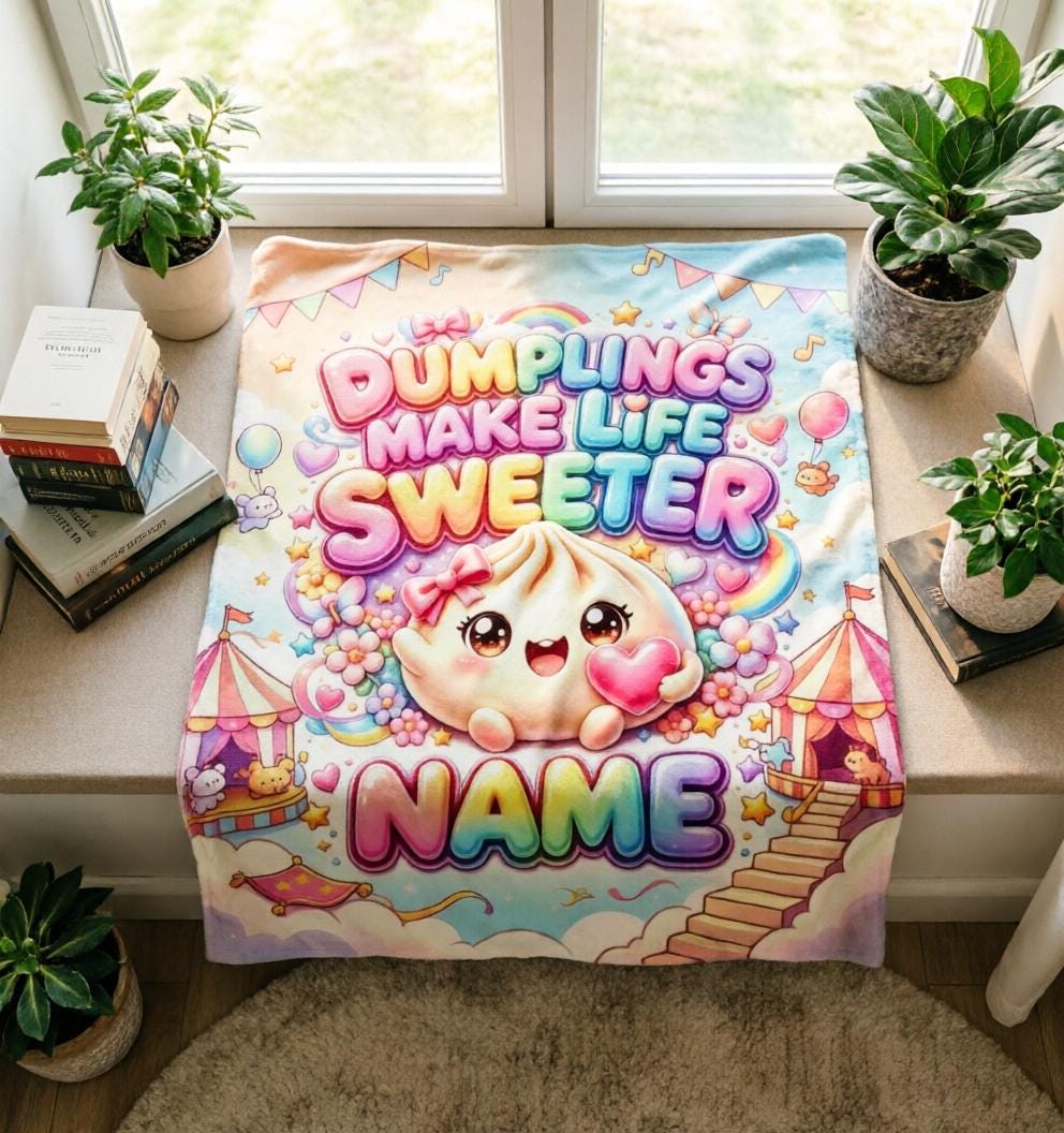 Birthday Surprise Dumpling Blanket Soft Throw, Personalized Warm Keepsake Gift