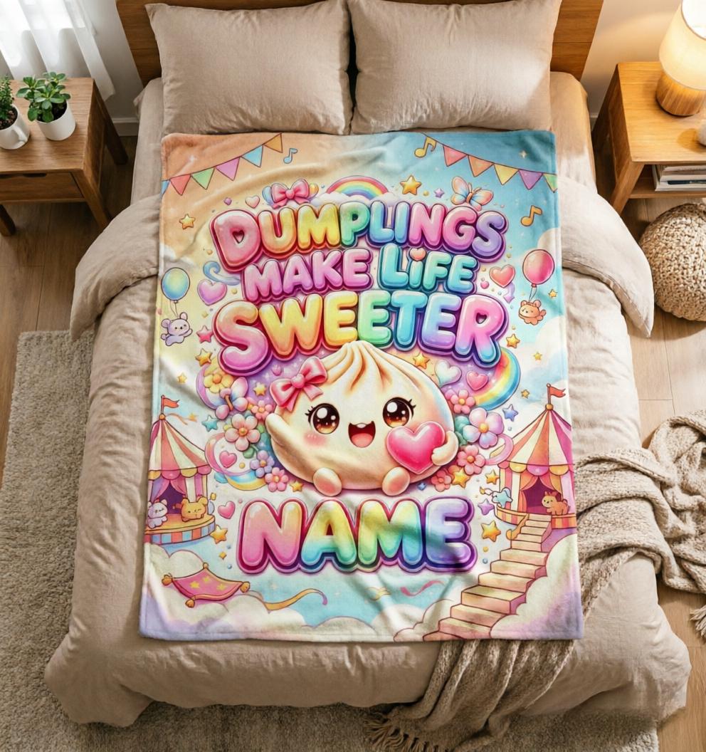 Birthday Surprise Dumpling Blanket Soft Throw, Personalized Warm Keepsake Gift