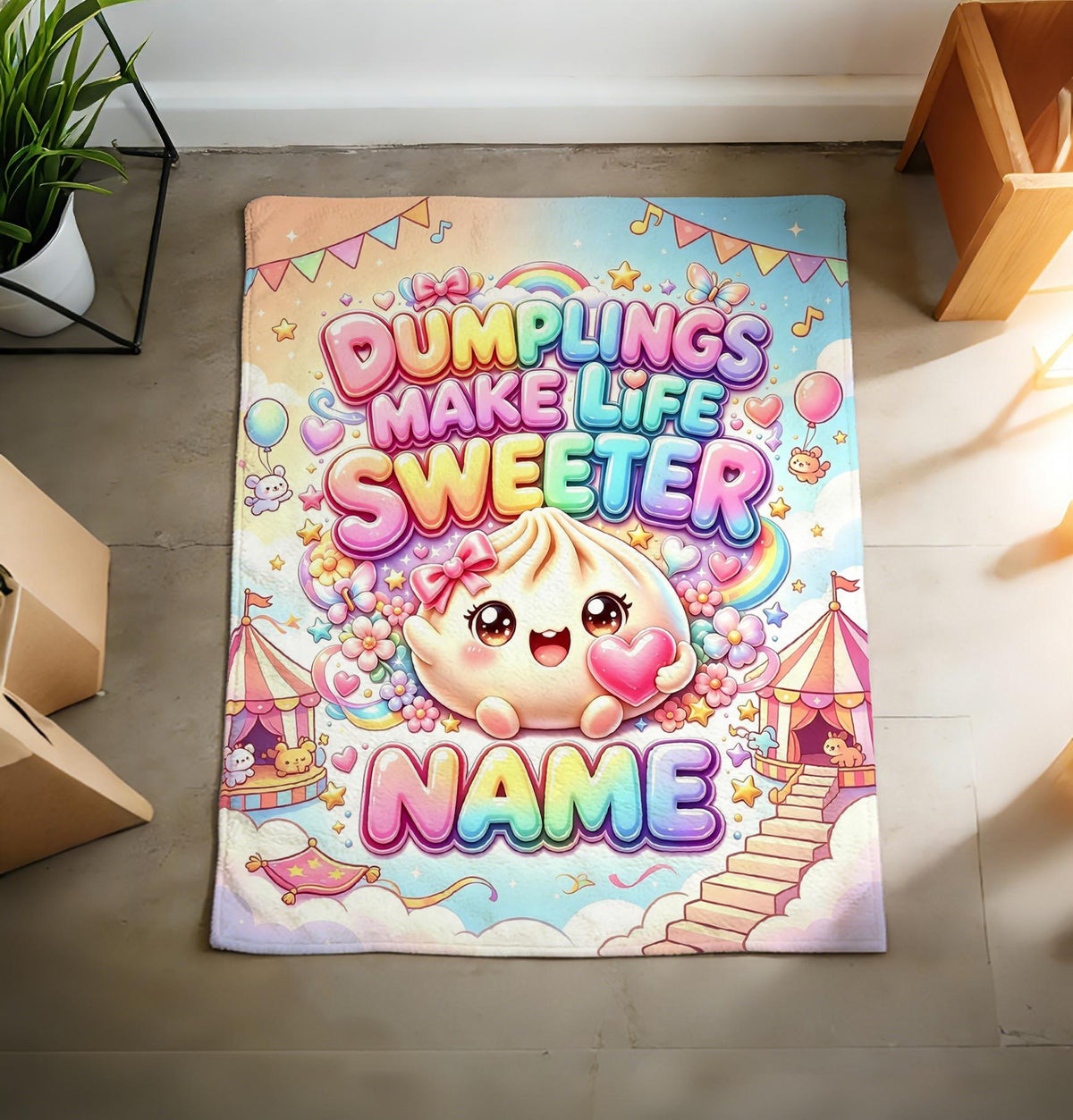 Birthday Surprise Dumpling Blanket Soft Throw, Personalized Warm Keepsake Gift