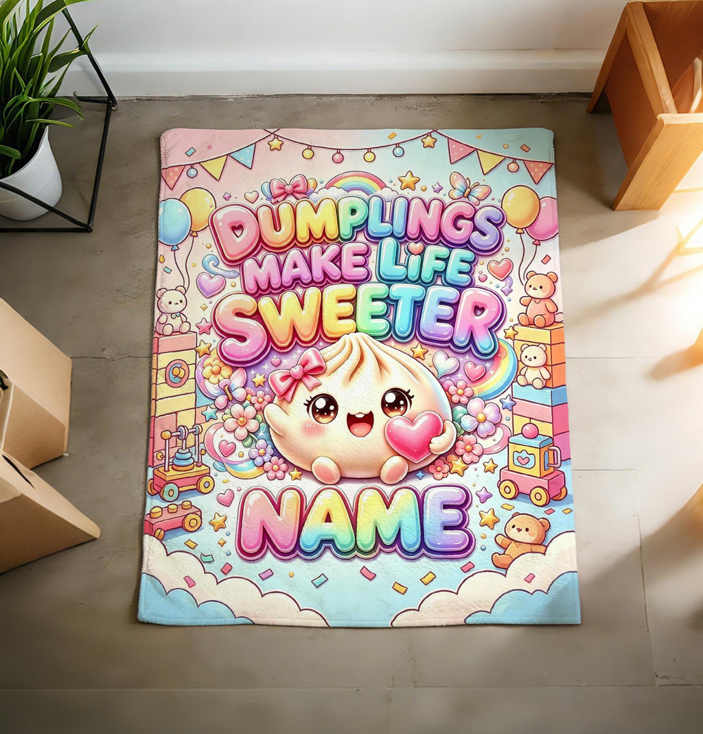 Birthday Surprise Dumpling Blanket Soft Throw, Personalized Warm Keepsake Gift