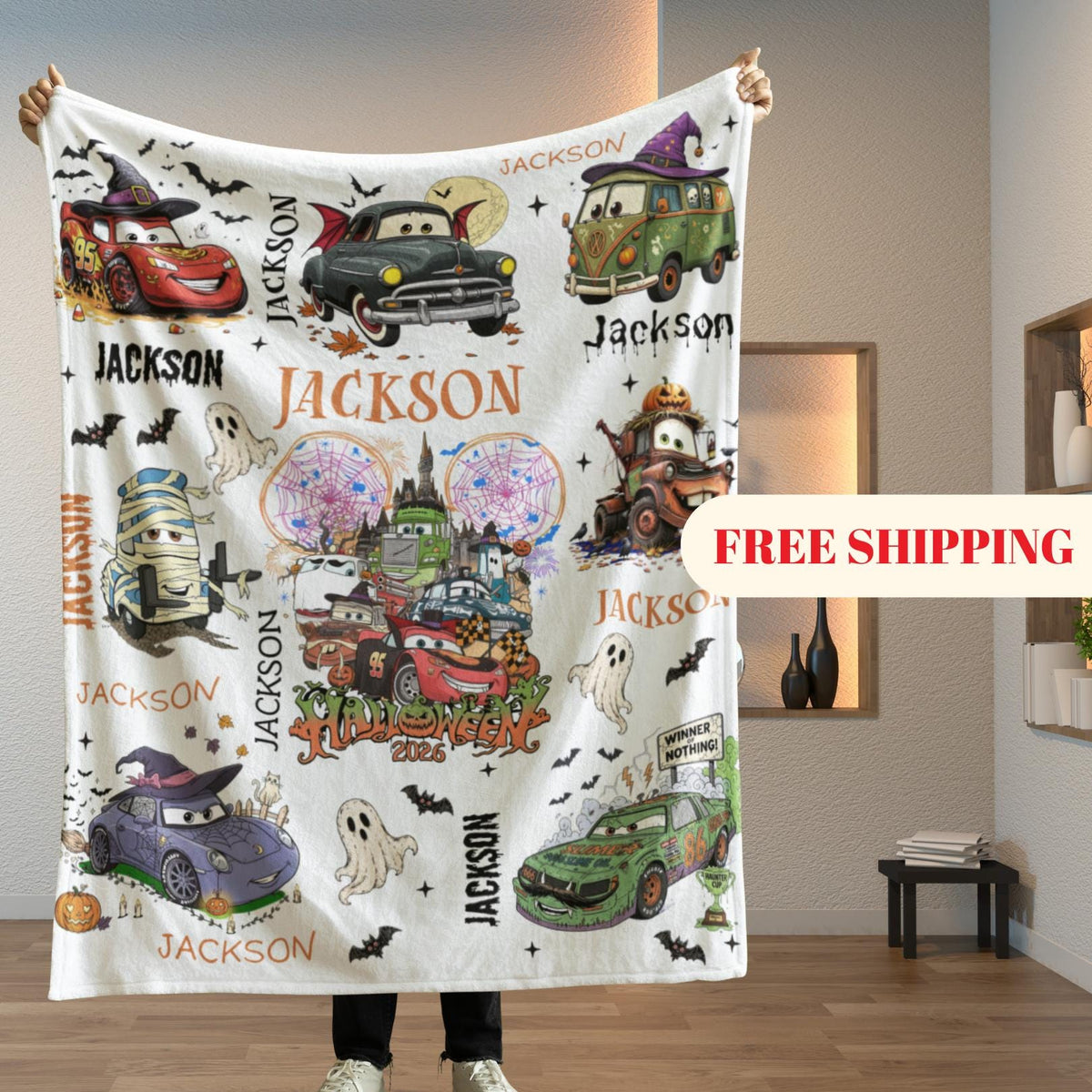 Lightning McQueen Baby Blanket, Baby Shower Gift, Customizable Halloween Blanket, Disney Halloween Blanket, Cars halloween Blanket