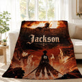 Personalized AOT SNK Flannel Blanket Custom Name Anime Lover Gift Epic Giant Monster Wall Scene Throw Cozy Japanese Animation Bedding