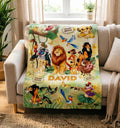 Custom Name Lion King Blanket Soft Throw, Safari Jungle Character Kids Bed Throw