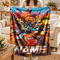Youth Custom‑Name Race Car Blanket Soft Throw, Personalized Printed Bedding