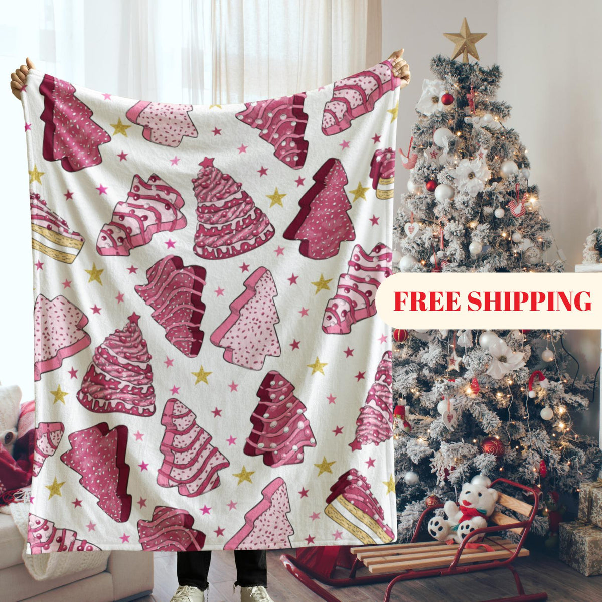 Personalized Christmas Blanket Family, Christmas Gift, Family Name Blanket for Xmas, Christmas Woven Blanket, Xmas Decoration Family Gift