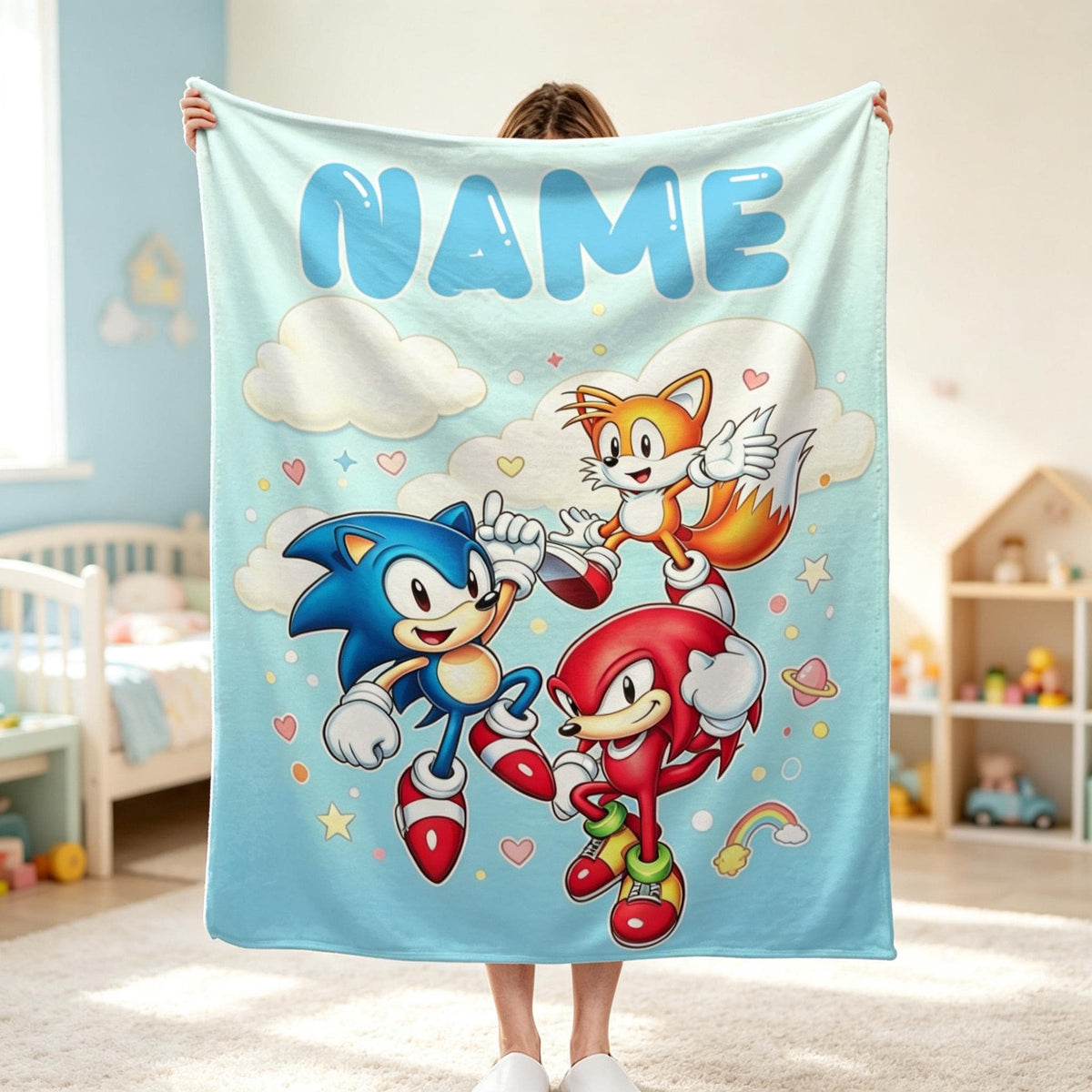Personalized Kids Blanket, Custom Name Speed Adventure Blanket, Cartoon Gamer Gift, Boys Room Decor