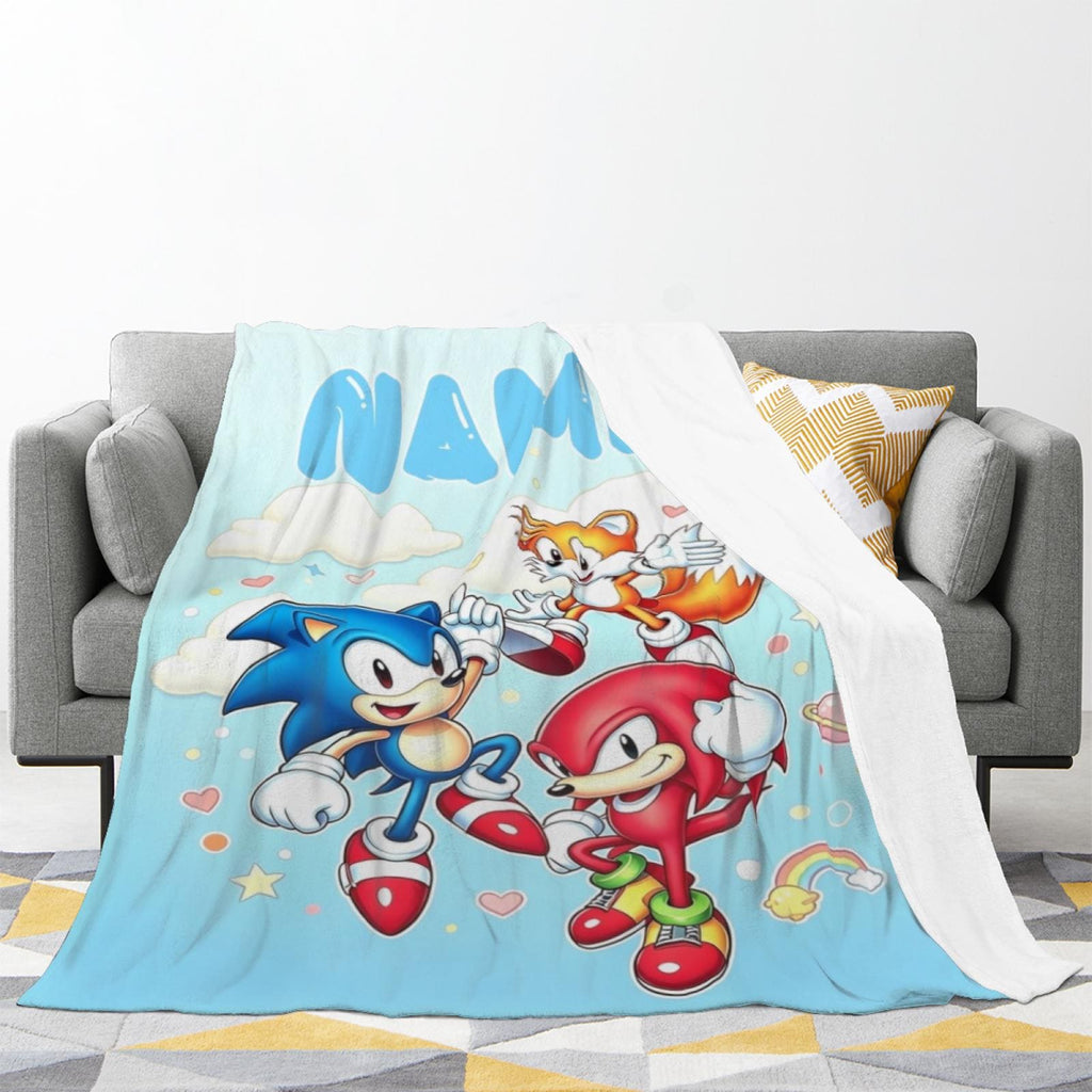 Personalized Kids Blanket, Custom Name Speed Adventure Blanket, Cartoon Gamer Gift, Boys Room Decor