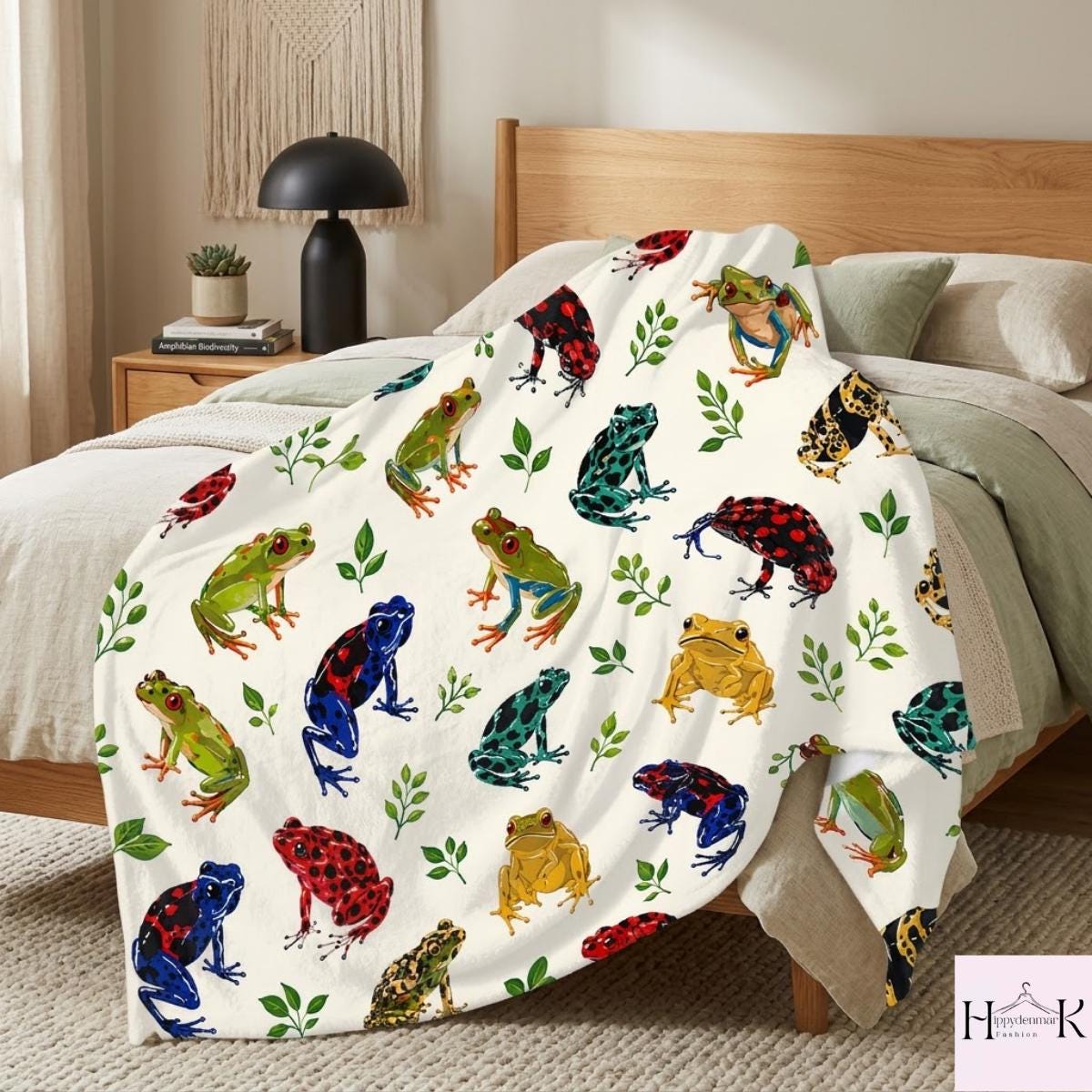 Colorful Poison Dart Frog Blanket, Tropical Frog Throw Blanket, Cute Amphibian Nature Decor, Rainforest Animal Blanket, Frog Lover Gift