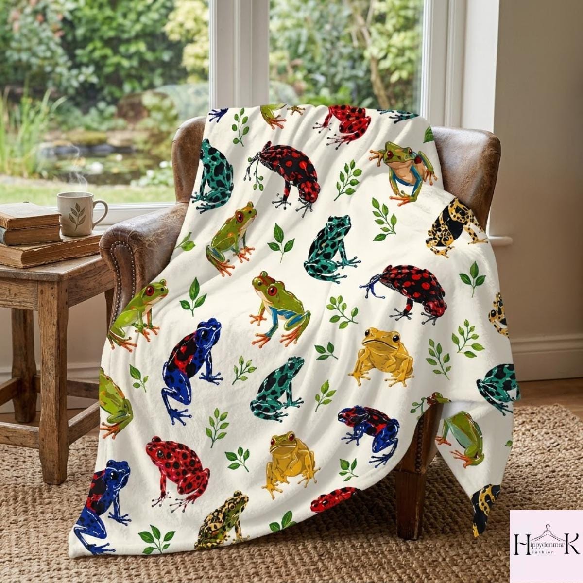 Colorful Poison Dart Frog Blanket, Tropical Frog Throw Blanket, Cute Amphibian Nature Decor, Rainforest Animal Blanket, Frog Lover Gift