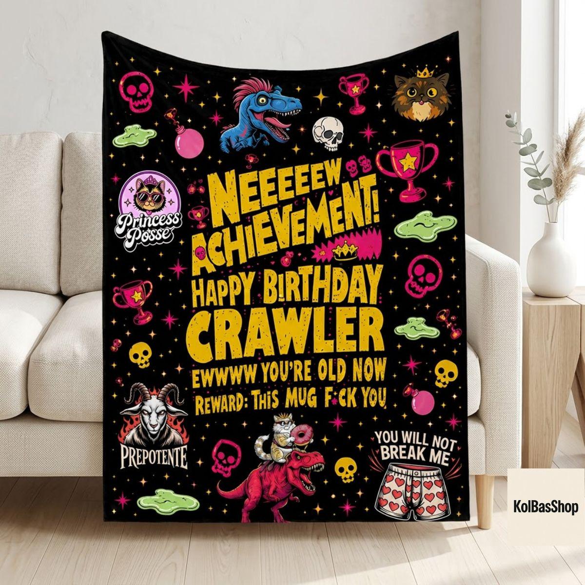 Dungeon Crawler Carl Fleece Blanket, Carl Neeeew Achievement Blanket, Princess Donut Mongo Throw Blanket, DCC LitRPG Bookish Gift