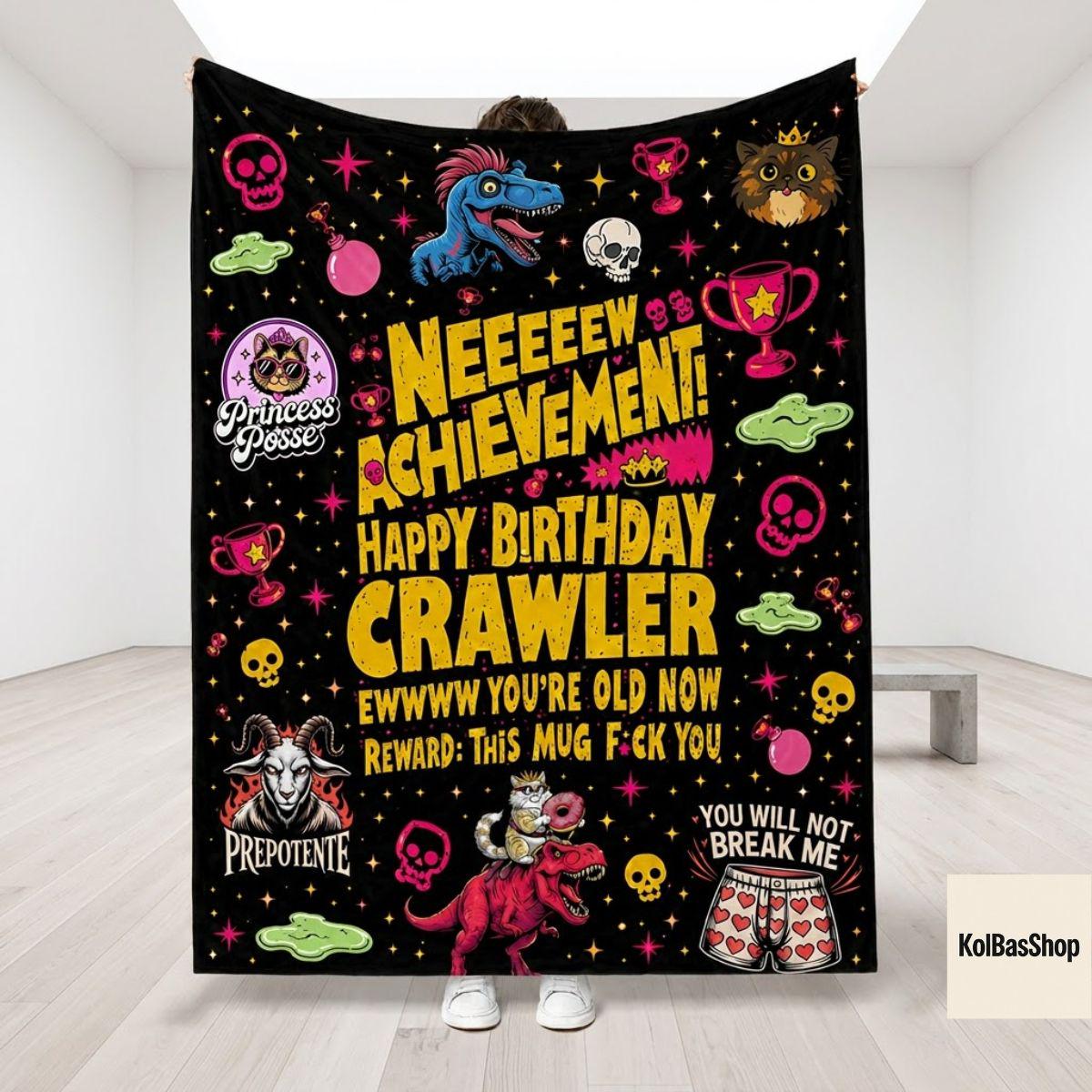 Dungeon Crawler Carl Fleece Blanket, Carl Neeeew Achievement Blanket, Princess Donut Mongo Throw Blanket, DCC LitRPG Bookish Gift
