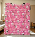 Cute Halloween Name Blanket,Personalized Skull/Bones Blanket,Cozy Flannel Throw Blanket,Kids Halloween Blanket,Halloween Theme Home Dector
