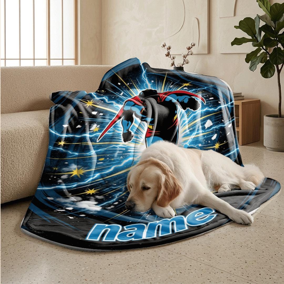 Superman print single blanket lightweight hotel blanket pet blanket Customized name winter warm blankets anniversary gift