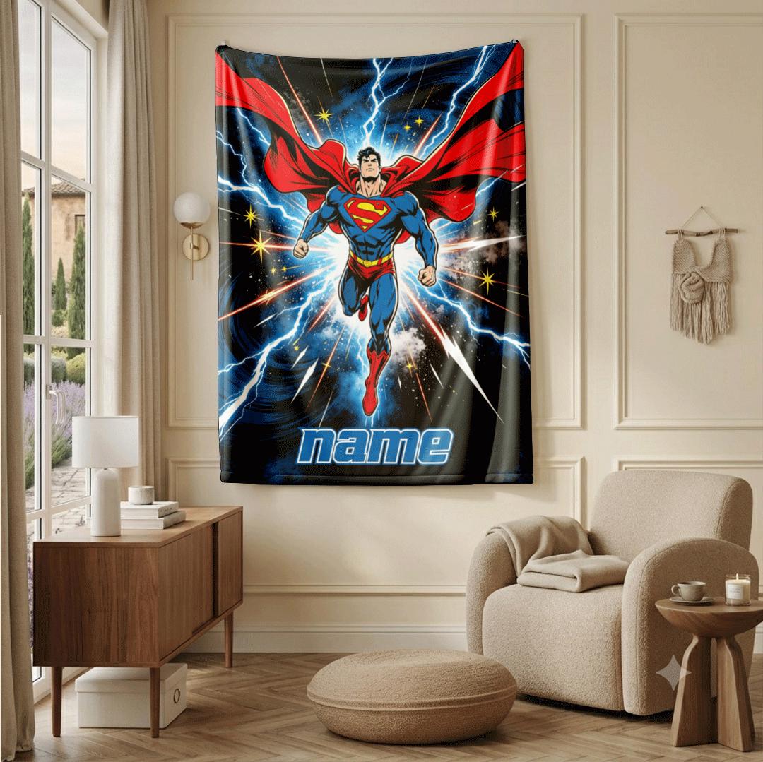 Superman print single blanket cute portable blanket kid blanket Customized name sofa blankets birthday gift