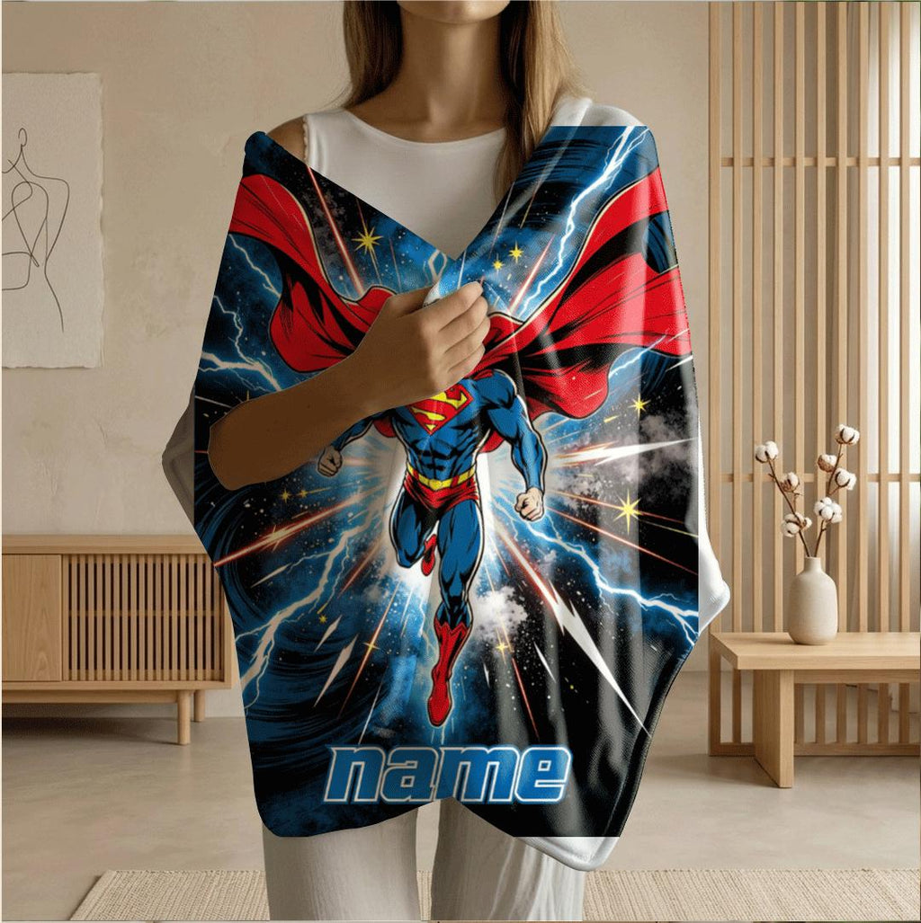 Superman print single blanket cute portable blanket kid blanket Customized name sofa blankets birthday gift
