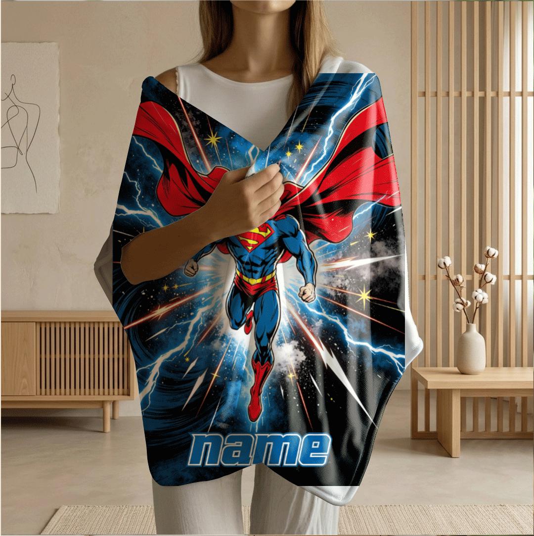 Superman print single blanket cute portable blanket kid blanket Customized name sofa blankets birthday gift