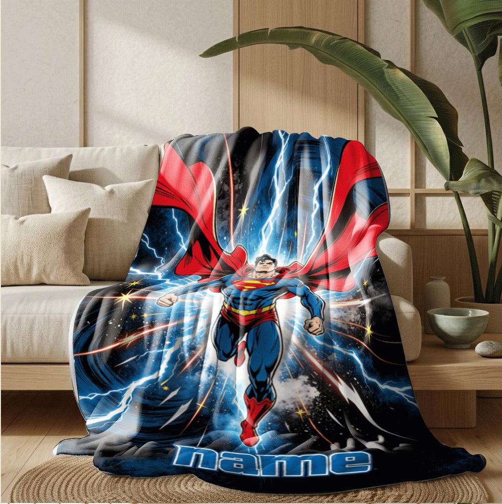 Superman print single blanket cute portable blanket kid blanket Customized name sofa blankets birthday gift