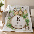 Personalized Safari Animal Quilt Blanket, Jungle Nursery Decor, Custom Baby Keepsake