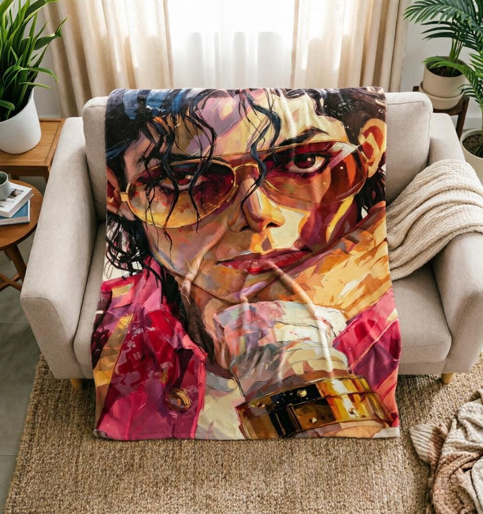 Michael Jackson Art Portrait Blanket Soft Throw, Fan Commemorative Gift