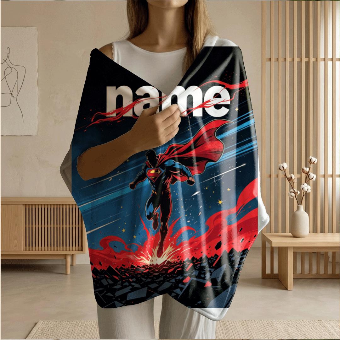 Storm Superman print single blanket cool portable blanket kid blanket Customized name sofa blankets birthday gift