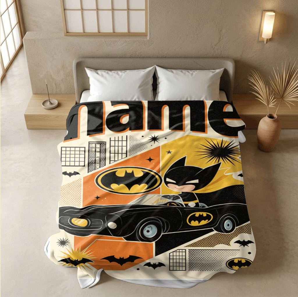 Cartoon batman print kids blanket stylish sofa blanket portable blanket Customized name sofa blankets birthday gift home decor