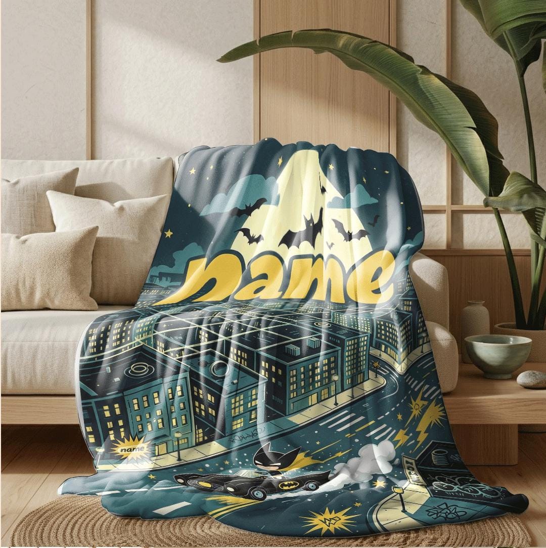 City batman print dorm blanket cool portable blanket car blanket air conditioning blankets Customized name party gift household item