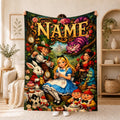 Wonderland Fairy Tale Fans Custom Name Blanket Soft Throw, Magical Character Print