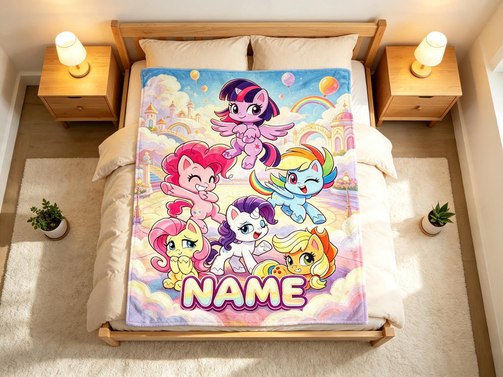 Cute My Little Pony Art Print Flannel Throw, Indoor Snuggle Blanket, Ideal Holiday Gift for Children