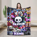 Personalized Digital Circus Style Flannel Blanket, Custom Name Colorful Cartoon Throw, Soft Cozy Kids Blanket, Gamer Room Gift