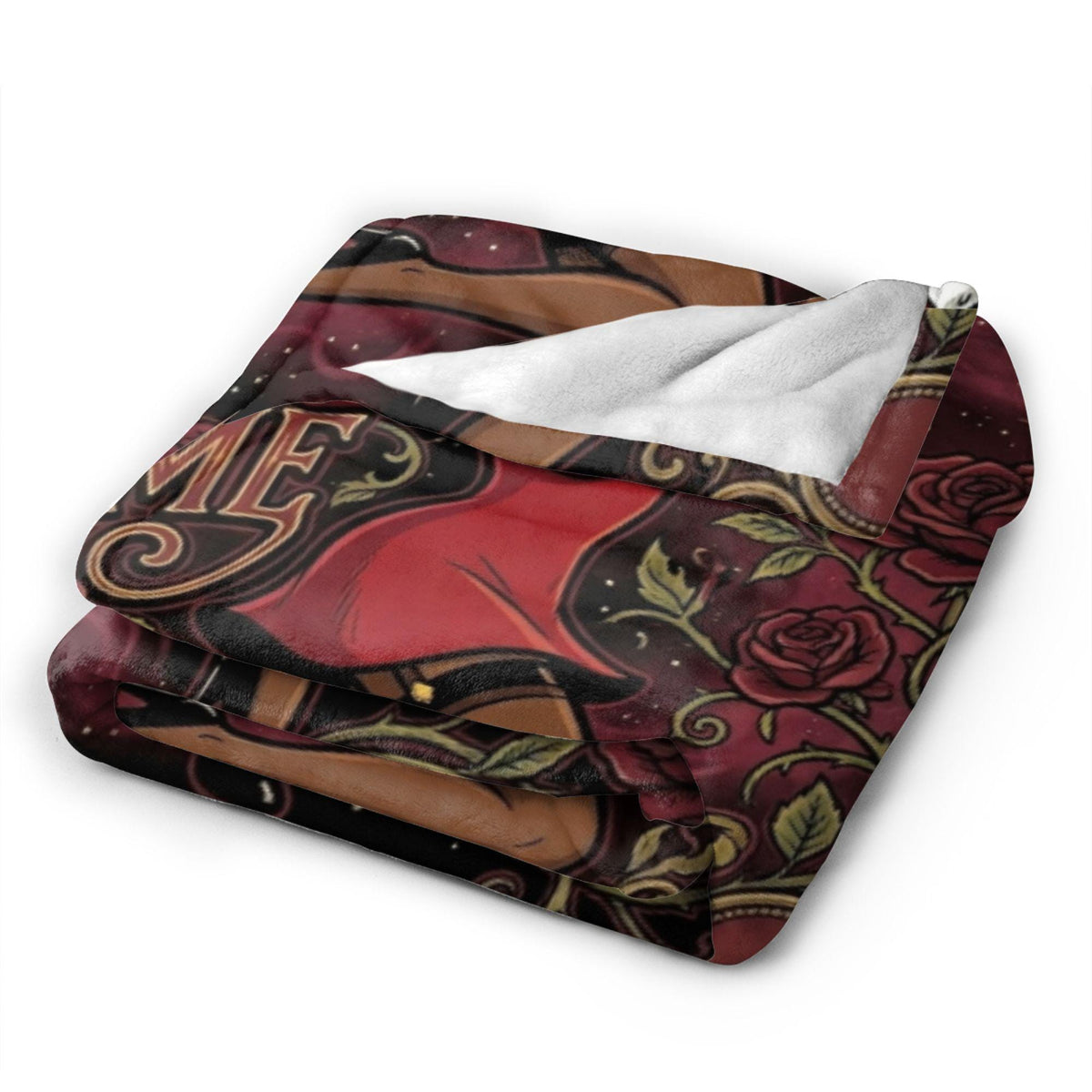 Customizable Betty Boop Red Dress Blanket: Dark Roses, Smoke Fleece Throw