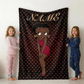 Personalized Betty Boop Heart Pattern Flannel Blanket Cute Red Dress & High Heels Soft Throw for Sofa